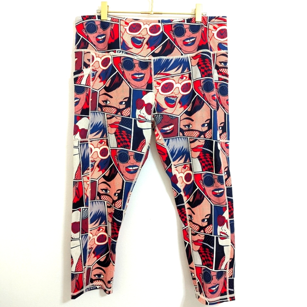 CVG Constantly Varied Gear XXL Pop Art Squat Proof Leggings - Red, Blue, White